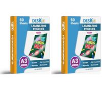Deskit A3 Laminating Pouches, Glossy, 60 Sheets, 150 Microns - Clear and Durable Presentations - Ideal Rigidity for Everyday Use (Pack of 2)