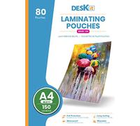 Deskit A4 Laminating Pouches, Matt, 150 Microns, 80 per Pack. Clear and Durable Presentations with a Modern Finish