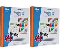 Deskit A5 Laminating Pouches, Gloss, 120 Sheets, 150 Microns- Clear and Durable Presentations - Handy Size with Ideal Rigidity for Everyday Use. (Pack of 2)