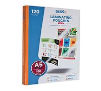Deskit A5 Laminating Pouches, Gloss, 120 Sheets, 150 Microns- Clear and Durable Presentations - Handy Size with Ideal Rigidity for Everyday Use.
