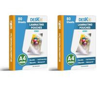 Deskit Laminating Pouches A4, Gloss, 80 Sheets, 100 Microns- Clear and Durable Presentations - Ideal Rigidity for Everyday Use (Pack of 2)