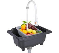 Deskium 15.2 X 11.2 In Plastic Kitchen Sink, Wall-Mounted With Faucet And Drain Basket, Space-Saving Rv Utility Sink For Home, Restaurant, Laundry And More