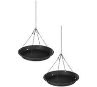 Deskium 2 Pcs Bird Bath and Feeder Combo, 12.8 in Hanging Bird Seed Catcher Tray for Outside, Large Capacity Outdoor Birdbath, Easy to Clean Tray with Drainage Holes and Chains