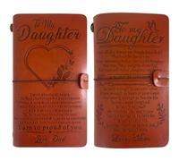 Deskium 2 Pcs Leather Journal from Mom, Engraved A6 Refillable Notebook with Zipper Pocket, for Graduation, Birthday, Christmas, Travel, and Daily Writing, Gift Set for Notes, Sketches, and Logs