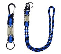 Deskium 2 Pcs Paracord Lanyards Keychain Sets with Flag, 19.68 in Parachute Rope Keychains, Blue+Black, for Outdoor Activity