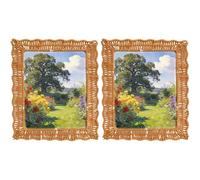 Deskium 2 Pcs Photo Frames, 5X7 Wicker Weave, Brown Tabletop Picture Frames, Wave Edge