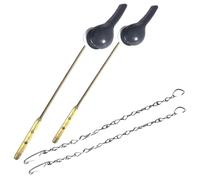 Deskium 2 Pcs Toilet Flush Handle, Front Mount Universal Replacement with Brass Lever and Stainless Steel Chain for Old Style Toilets