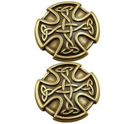 Deskium 2 Pcs Vintage Bronze Brass Conchos For Leather Decoration, Celtic Pattern Screw Back Buttons, 0.9 In / 2.4 Cm Diameter For Crafting And Accessories