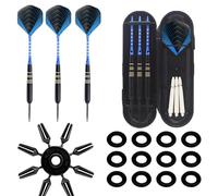 Deskium 22G 3 Pcs Steel Tip Darts With Aluminum Alloy Shaft And Case, Anti-Fall Flights, And Grooved Grip, For Dartboard Games