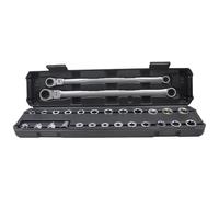 Deskium 27-Piece Double Box End Ratcheting Wrench Set, Flex Head and Extra Long Ratcheting Wrenches, Pass-Through Socket Set, CRV Steel Construction, for Home and Professional Use
