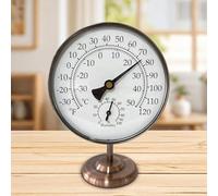 Deskium 4 Inch Thermometer Hygrometer, Bronze, For Indoor And Outdoor, Room Temperature And Humidity Monitor, Easy Read Dial, Battery Free