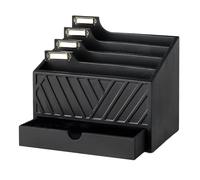 Deskium 4-Tier Black Wooden Desk Organizer, 10.9 X 8.6 X 7 In Office Storage Box For Files And Supplies