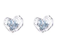 Deskium 925 Sterling Silver Earrings Stud, Enamel Heart-Shaped Sea Blue, The Ocean Heart, 1.15 Cm / 0.45 In, Women Gift For