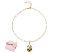Deskium Adjustable Flower Necklace For Women, Gold Tiered Necklace With Freshwater Pearls And Zircon, 16.5+2 In Chain, Daisy Pendant, Gift Box Included, Great For All Celebrations