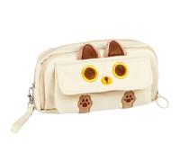 Deskium Aesthetic Kawaii Box Stationery, Case Cat Pencil Large Capacity, Organizer Cloth Oxford 4-Layer, Supplies School for Portable Pouch Big, Artists & Students Makeup