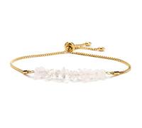 Deskium Amazonite Chip Bar Bracelet, Natural Gemstone Bracelet with Adjustable Stainless Steel Chain, Healing Crystal Jewelry for Women Men, Gold Tone