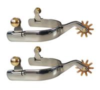 Deskium American Cowboy Spurs, 2 Pcs, Silver Western Boot Spurs with Iron & Copper Alloy, 10-Point Gear Design, Silver Inlay, for Adults