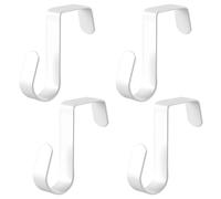 Deskium Closet Rod Holders, White S-Shaped Brackets for Closet, Kitchen, Bathroom, Heavy Duty, 4 Pack Over-The-Door Hooks, Easy Installation, Fits Rods Up to 1.38 in Diameter