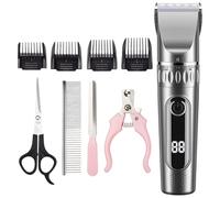 Deskium Dog And Cat Grooming Clippers Kit, Wireless Electric Trimmer With Scissors And Nail Clippers, Adjustable Blades And Usb Cable