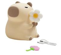 Deskium Flower Design, 7 Color Changing Tap Control Night Light, Silicone Capybara Bedside Lamp, Rechargeable And Dimmable, 9.5X9.2X11.6Cm/3.7X3.6X4.6In