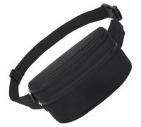 Deskium Lightweight Fanny Pack, Classic Black Solid Color Waist Bag for Women, Adjustable Belt Polyester Crossbody Sling Bag, 8.3 x 5.1 x 0.8 in