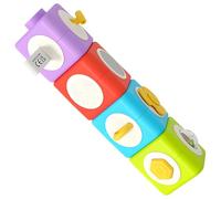 Deskium Montessori Activity Cube, Interactive Stacking Learning Toy with 12-in-1 Features, Fine Motor Skill Development, Varied Textures Sensory Toys, 2.2 x 2.2 x 7.9 in for Learning