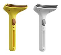 Deskium Multi-Pet Deshedding Brush Set, 2 Pcs, Yellow & White, Curved Head Cat Comb, 6.9 X 3.3 In, One-Button Hair Release, Grooming For Dogs & Cats