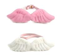Deskium Pet Collars With Angel Wing Shape For Cats, 2 Pcs Adjustable Collars, White And, 9.4-13.4 In
