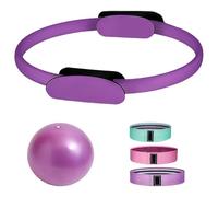 Deskium Pilates Resistance Ring Set, 5 Pcs, with 15 in / 38 cm Pilates Resistance Ring, Exercise Ball, 3 Resistance Bands, Exercise Guide Included, Packaged as a gift