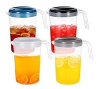 Deskium Plastic Pitchers With Lid, 4 X 1 Gallon, Shatterproof Water Jugs, Handle, Spout, Fridge-Friendly, Multi-Color