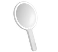 Deskium Portable Makeup Mirror with Light, Led Handheld Mirror, 3 Light Modes, Smart Touch, Type-C Rechargeable, Round Pearl White Design, Great for Travel and Dorms