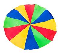 Deskium Rainbow Play Parachute, 9.8 ft / 300 cm, Safe No Center Hole Design, Polyester, Easy Grip, Party Games, Group Play for Participants, Promotes Teamwork