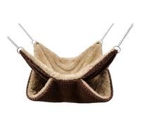 Deskium Small Animal Hammock with Double-Layer Fleece, 7.9 in Plush Bed for Sugar Glider, Chinchilla, Ferret, Rat, and Guinea Pig, Brown Hanging Cage Accessory for Resting and Playing