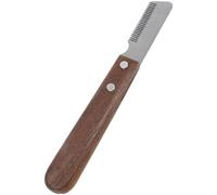 Deskium Stripping Tool for Dogs, 6.8 in Hand Stripping Tool for Dog Grooming with Walnut Wood Handle, Right Handed Grooming Tools for Schnauzer, Westie, and Terriers, Metal Head for Coat Care