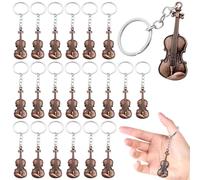 Deskium Violin Keychains, 20 Pcs Metal Red Copper, Music Party Favors, For Violin Lovers, Backpack Charms, Car And House Keys
