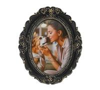 Desklens Vintage Picture Frame, Oval Antique Photo Frame with Real Glass Front, Luxury Table Wall Haning Photo Display Home Decor, Gift Ideas (Black Rose, 4x6)