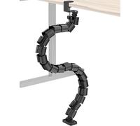 DeskLogics Clamp-On Cable Management Spine, No-Drill Vertebrae Wire Hider for Glass & Wood Standing Desks, Tool-Free Adjustable Desk-to-Floor Cord Organizer Snake with Non-Scratch Silicone Padding