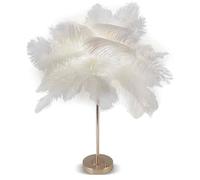 Deskps, Led Rechargeable Ostrich Feather Tablep, Featherps for Bedrooms, Bedsidep, Nordic Light Romantic, Warm Decotablep, White (White 30 Hairs)/White 30 Hairs/a
