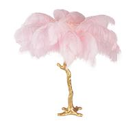 Deskps, Real Feather Light Feather Tablep Nordic Bedside Resin Ostrich Feather Decorativep for Liviroom Bedroom (White)/Pink/a