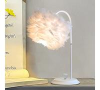 Deskps, Real Feather Light Light Feather Tablep for Liviroom, Modern Bedside Deskps for Bedroom Study Warm Romantic ()/White/a