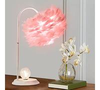 Deskps, Real Feather Light Light Feather Tablep for Liviroom, Modern Bedside Deskps for Bedroom Study Warm Romantic ()/Pink/a