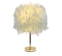Deskps, White Feather Tablep Bedsidep with D Base Feather Table Light Deskfor Bedroom, Home Decoration, Photography Props, s (L)/s/a