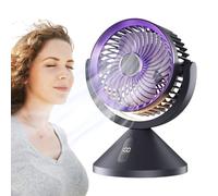 Desktop Air Circulating Fan - ABS Rechargeable Hangable Tabletop, 100 Speed Display Shaking Head Night Light | Perfect for Dorm Bedside Bedroom Classroom Camping Naptime Reading Working Cooling