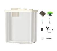 Desktop Aquarium, Aquarium | Small with Air Pump and Atmospheric Light | Modern and Compact with Artificial Flowers for Combat Fish and Shrimp
