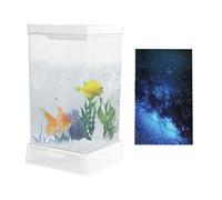 Desktop Aquarium Starter Kit - Betta Fish Tank Lighting Filter, Small Table Setup | Compactt Landscape Decoration Display Unit, Modern Aquatic Habitat for Home Offices Apartment Study Room Desk