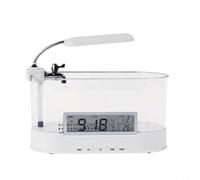 Desktop Aquarium With LED Lights, Integrated Alarm Clock And Calendar Display, Featuring Electronic Water Circulation System For Fish Well Being