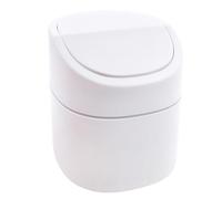 Desktop Bin, White Mini Bin Waste Paper Bin for Family Living Room Bedroom Bathroom Office Car (2L)