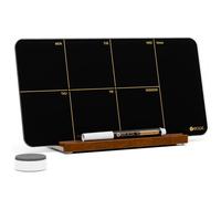 Desktop Black Glass Weekly Planner Dry Erase Whiteboard with Detachable Wood Stand,Small Portable W alendar to Do List White Board 12x6 for Office, Home, Schools, Marker&Eraser Included, Yeoux