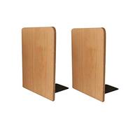 Desktop Bookends Wooden Heavy Duty Book Storage Organizers Beech Wood Non-Skid Bookshelf Flat Head Large 1 Pair