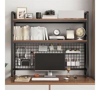 Desktop Bookshelf, 2-Tier Wood Bookcase, Multipurpose Storage Organizer for Home, Office, Dorm, Countertop Display Rack